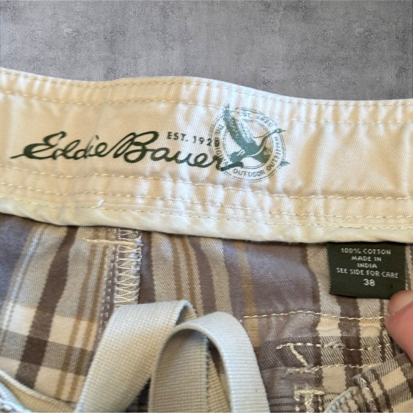 Eddie Bauer Cargo Mens Plaid Outdoor Hike 100% Cotton Shorts 38-READ - Picture 6 of 8